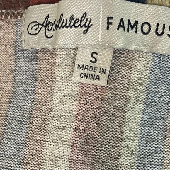 Absolutely Famous women stripe knit long sleeves tie front top. Size S. Used. - Picture 5 of 6